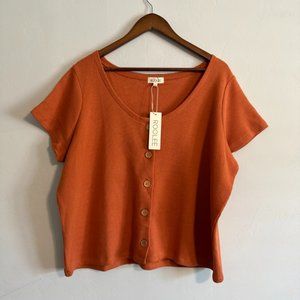 Roolee Waffle Knit Button Down Top - NWT